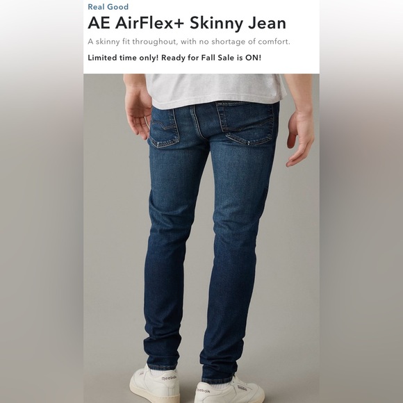 American Eagle 🦅 AirFlex+ Skinny Jean in Distressed After Midnight size 32x34 - Picture 2 of 16